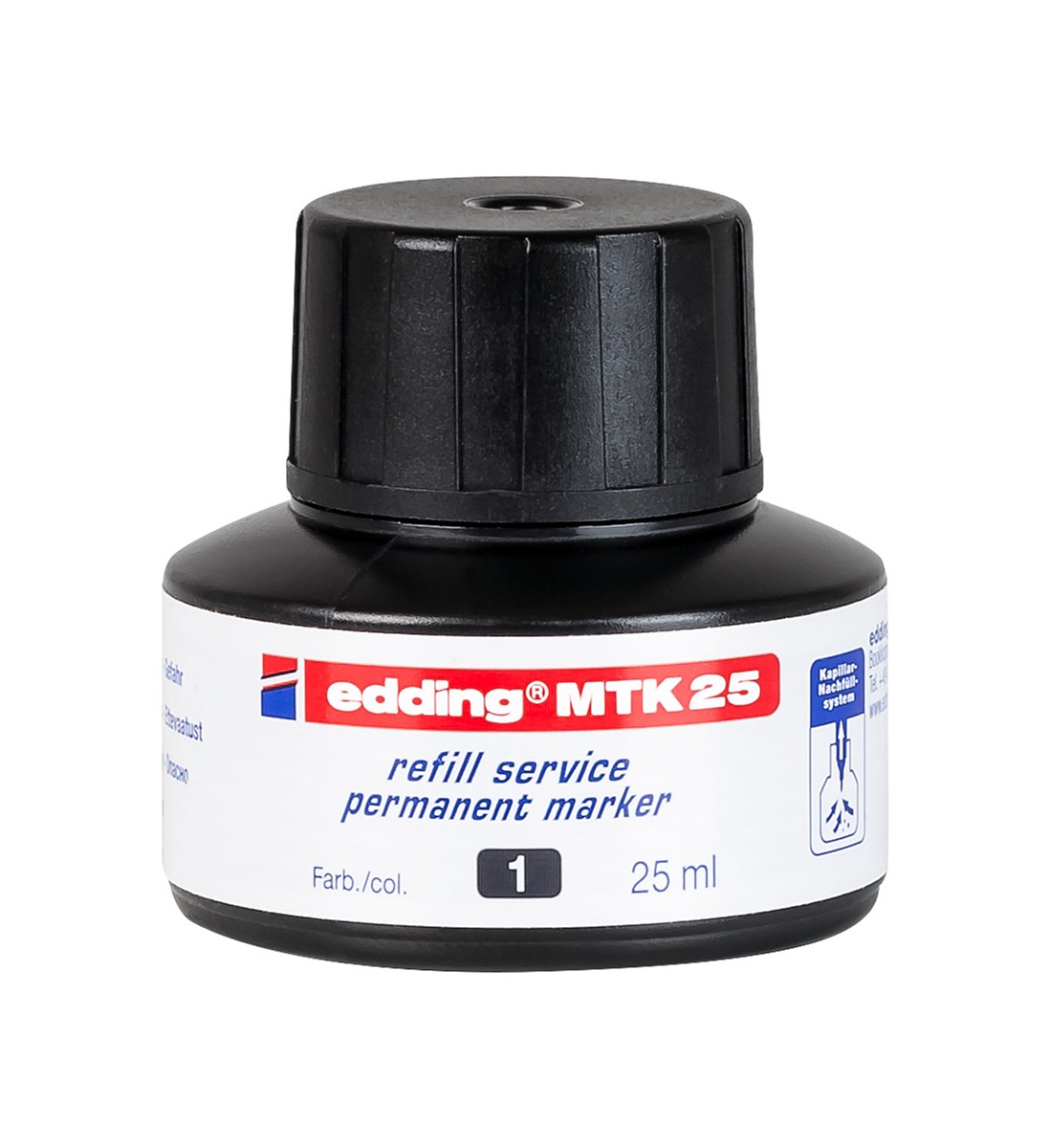 edding MTK 25 Nachfülltinte für Permanentmarker schwarz, 25 ml (Art.-Nr.: 4-MTK25001)