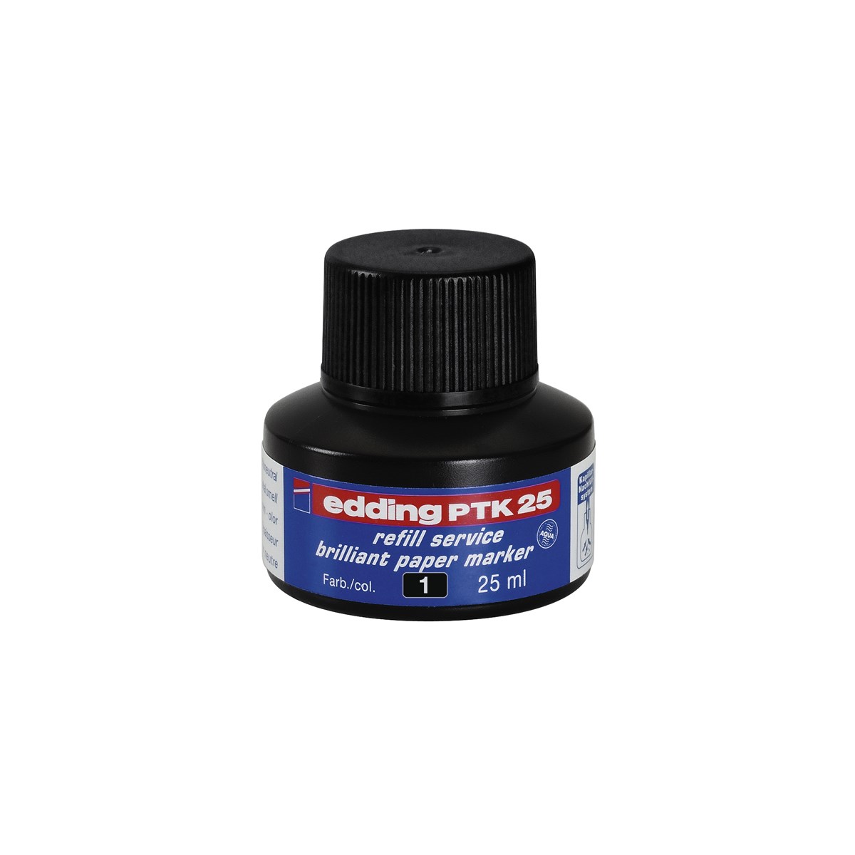 edding PTK 25 Nachfülltinte für Brilliant-Papiermarker schwarz, 25 ml (Art.-Nr.: 4-PTK25001)