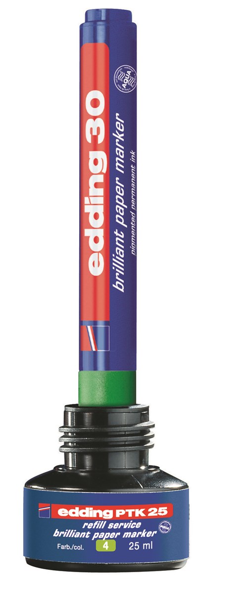 edding PTK 25 Nachfülltinte für Brilliant-Papiermarker schwarz, 25 ml (Art.-Nr.: 4-PTK25001)