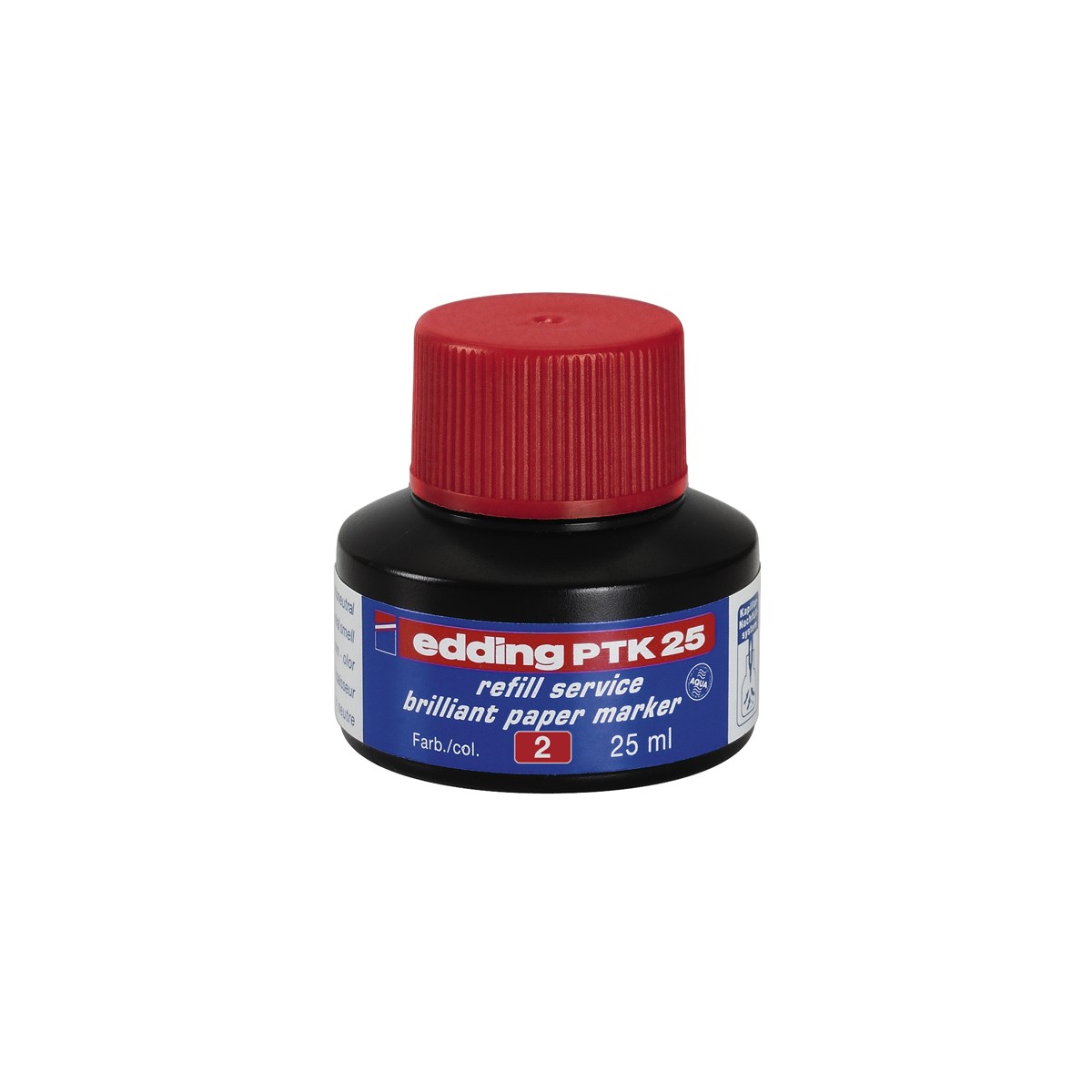 edding PTK 25 Nachfülltinte für Brilliant-Papiermarker rot, 25 ml (Art.-Nr.: 4-PTK25002)