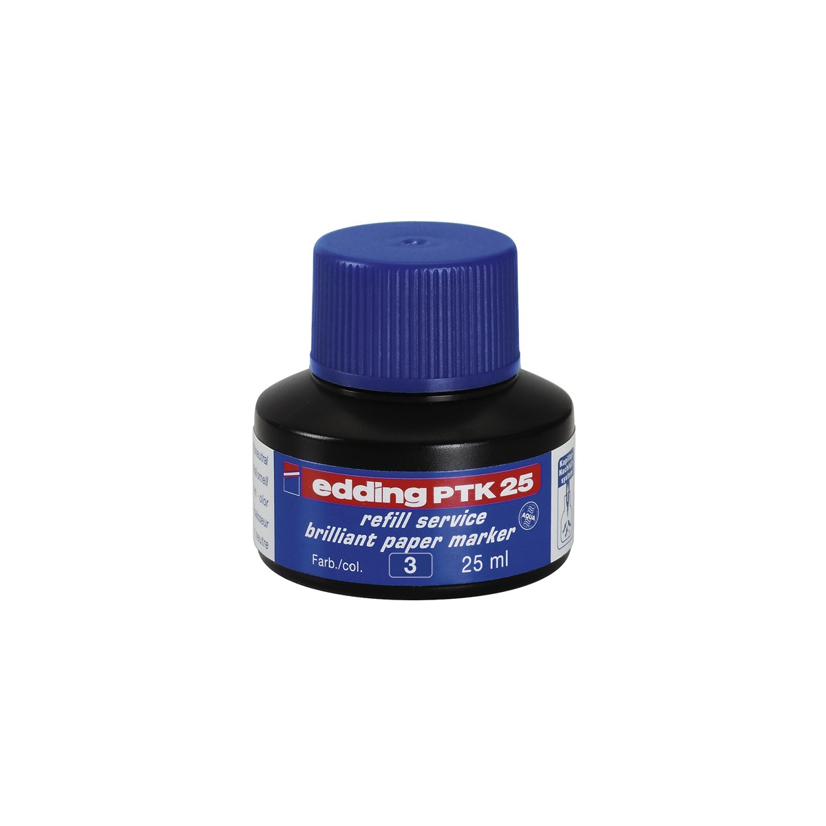edding PTK 25 Nachfülltinte für Brilliant-Papiermarker blau, 25 ml (Art.-Nr.: 4-PTK25003)