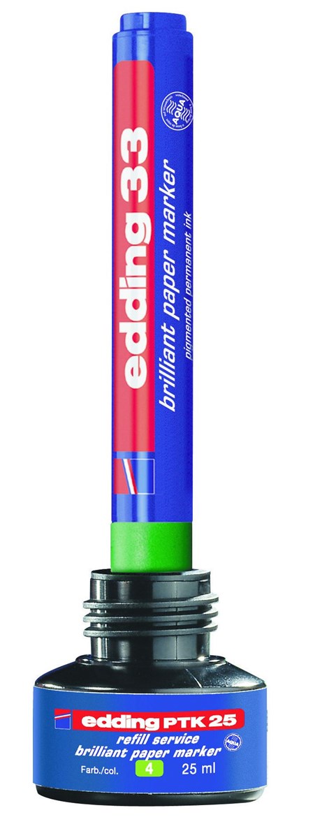 edding PTK 25 Nachfülltinte für Brilliant-Papiermarker grün, 25 ml (Art.-Nr.: 4-PTK25004)