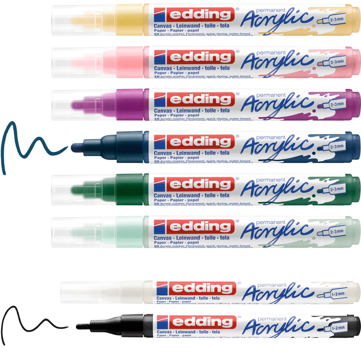 edding Acryl Start Easy Set, inkl. Postkartenblock, 8er Set nordic (Art.-Nr.: 4-SES8N)