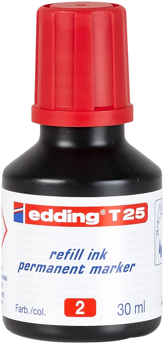 edding T 25 Nachfülltinte für Permanentmarker rot, 30 ml (Art.-Nr.: 4-T25002)