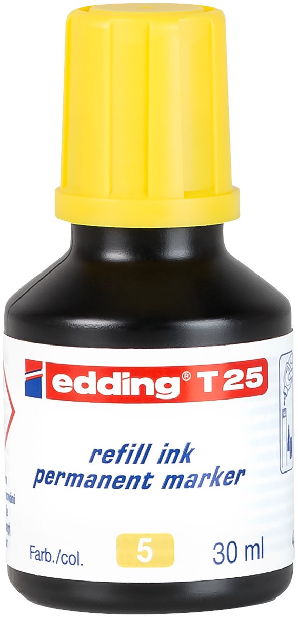 edding T 25 Nachfülltinte für Permanentmarker gelb, 30 ml (Art.-Nr.: 4-T25005)