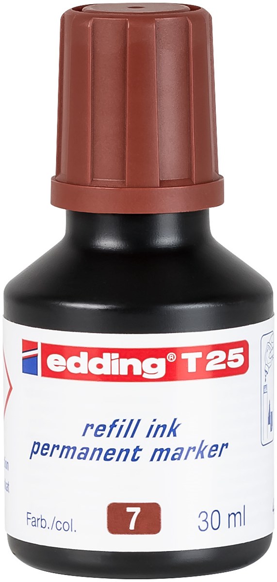 edding T 25 Nachfülltinte für Permanentmarker braun, 30 ml (Art.-Nr.: 4-T25007)