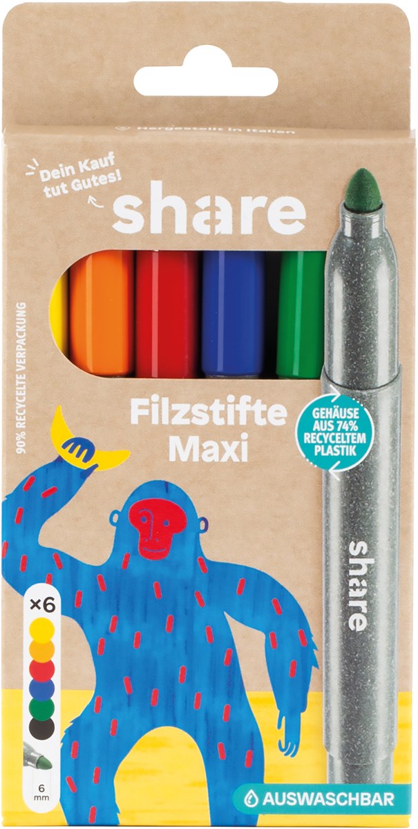 share Filzstift Maxi 6er-Set (Art.-Nr.: 4-0004-6)