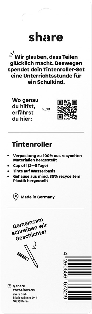 share Tintenroller schwarz-rot-blau 3er-Blister (Art.-Nr.: 4-0010-3)