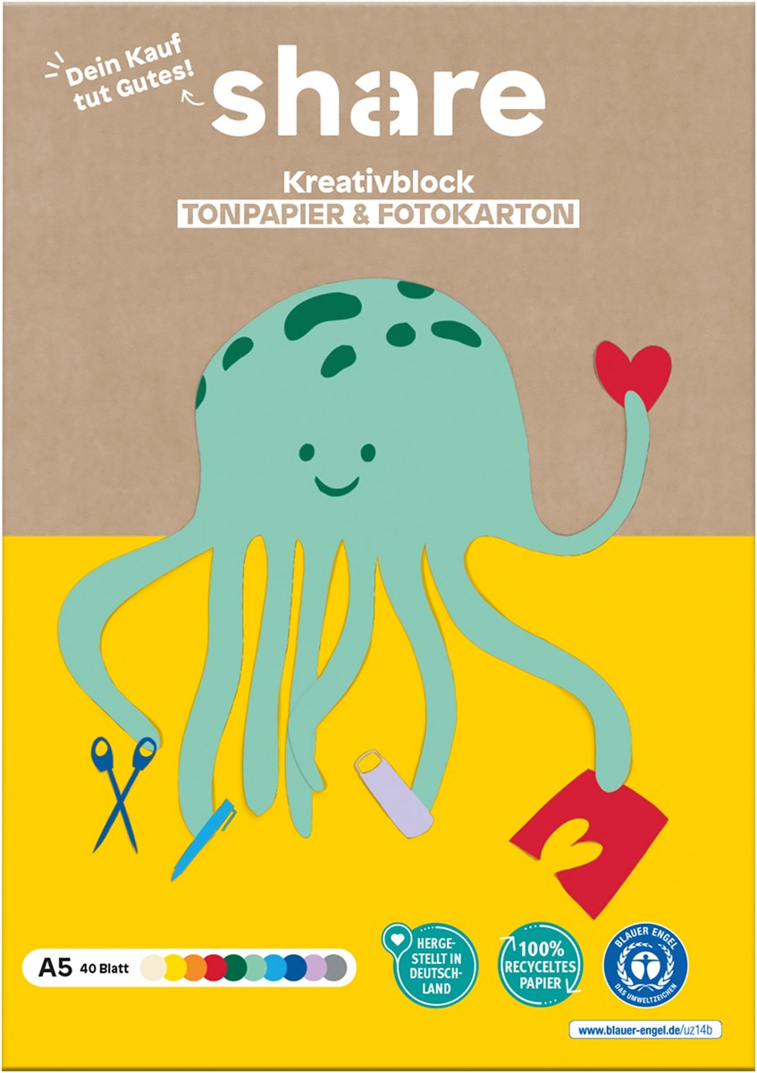 share Kreativ-Bastelblock A5 mehrfarbig 40 Blatt (Art.-Nr.: 4-0013)