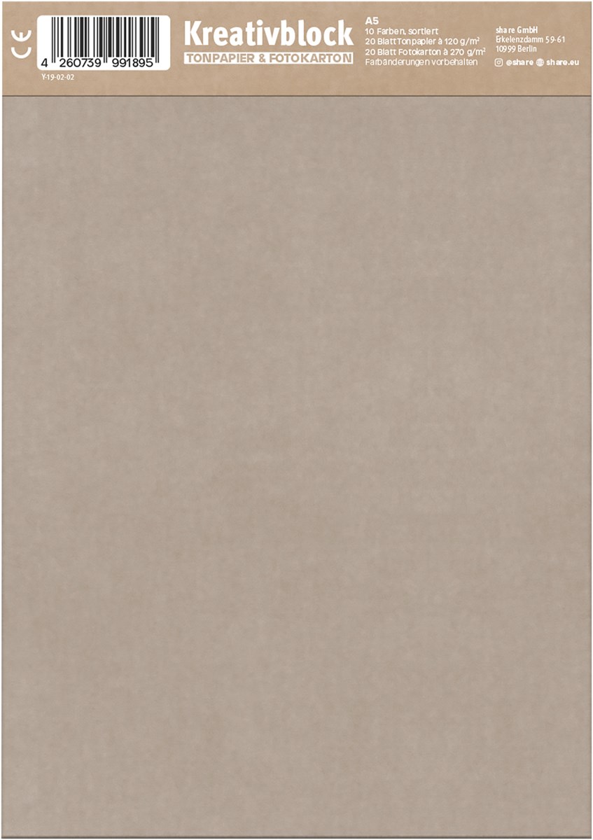 share Kreativ-Bastelblock A5 mehrfarbig 40 Blatt (Art.-Nr.: 4-0013)