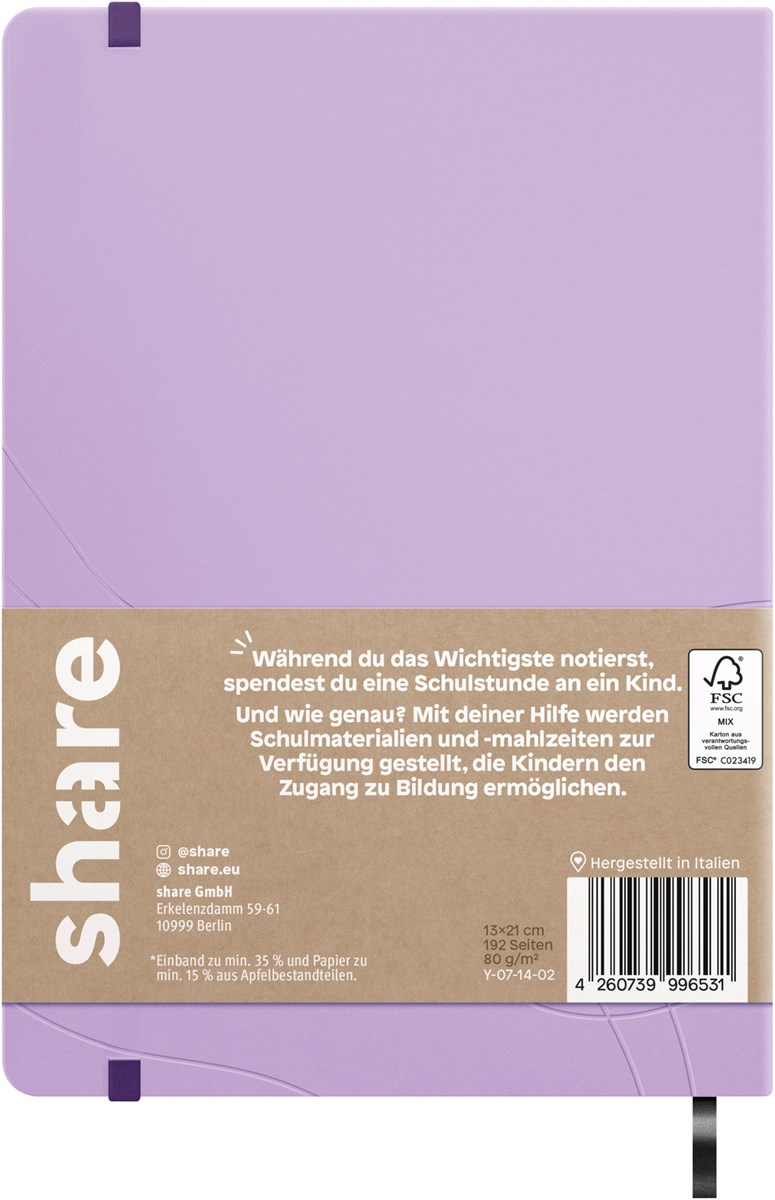 share Notizbuch A5 punktkariert lavendel (Art.-Nr.: 4-0014350)