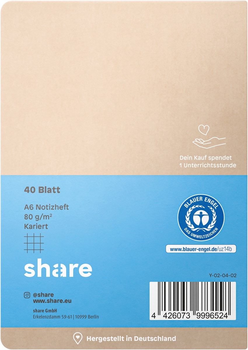 share Notizheft A6 kariert pastellblau-lavendel (Art.-Nr.: 4-0015)