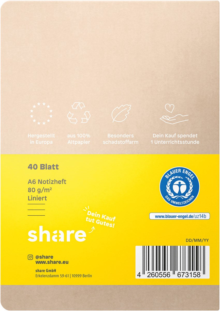 share Notizheft A6 liniert gelb (Art.-Nr.: 4-0015005)