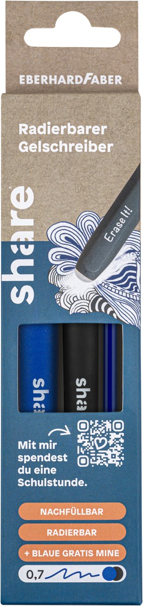 share radierbarer Gelroller M schwarz-blau 2St Blister (Art.-Nr.: 4-0023-2-1000)