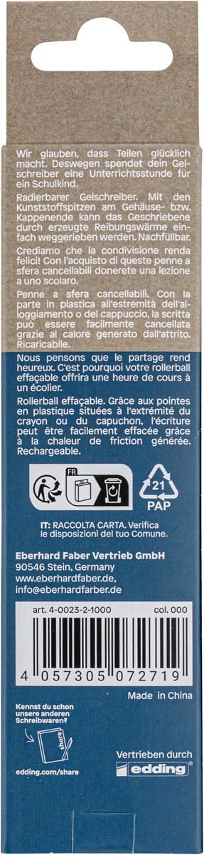 share radierbarer Gelroller M schwarz-blau 2St Blister (Art.-Nr.: 4-0023-2-1000)