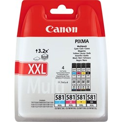 Canon CLI-581XXLMulti, 4er-Multipack, schwarz, cyan, magenta, yellow, extra hohe Füllmenge