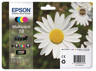 Epson 18 Tintenpatronen schwarz, cyan, magenta, yellow