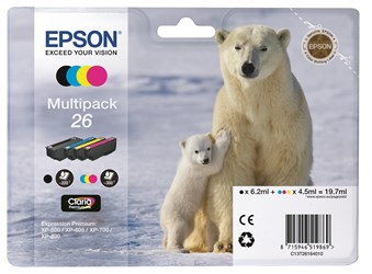 Epson 26 Tintenpatronen schwarz, cyan, magenta, yellow