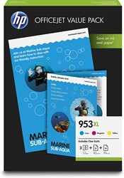 HP 953XL Office Value Pack, CMY + Papier