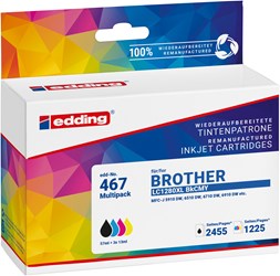edding Tintenpatronen Multipack, ersetzt Brother LC1280XLBK/M/C/Y