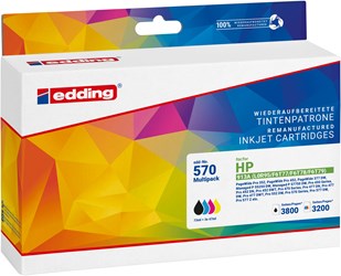 edding Druckerpatronen Multipack, Schwarz, Cyan, Magenta, Gelb, ersetzt HP 913A (L0R95/F6T77/F6T78/F6T79) Multipack