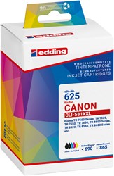 edding Druckerpatronen Multipack, Text-Schwarz, Foto-Schwarz, Cyan, Magenta, Gelb, ersetzt Canon PGI-580XXLBK/CLI-581XXLBK/C/M/Y