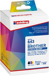 edding Druckerpatronen Multipack, schwarz, cyan, magenta, yellow, ersetzt Brother LC3213 BKCMY Multipack 4