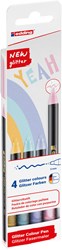 edding 1200 Glitzerstifte 4er Set, Pastellfarben, Rundspitze 3 mm