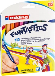 edding 15 FUNTASTICS Kinderfasermaler 12er Set sortiert, Rundspitze 1 mm