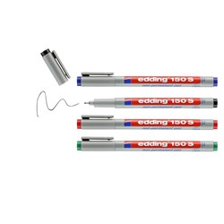 edding 150 S Non-permanenter Folienschreiber 4er Set sortiert, Rundspitze 0,3 mm