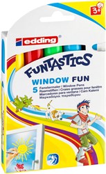 edding 16 Funtastics Kinderfenstermaler 5er Set sortiert, Rundspitze 2-6 mm