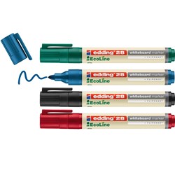 edding 28 EcoLine Whiteboardmarker 4er Set sortiert, Rundspitze 1,5-3 mm