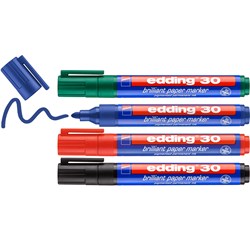 edding 30 Brilliant-Papiermarker 4er Set sortiert, Rundspitze 1,5-3 mm
