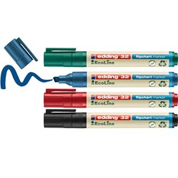 edding 32 EcoLine Flipchartmarker 4er Set sortiert, Keilspitze 1-5 mm