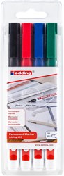 edding 400 Permanentmarker 4er Set sortiert, Rundspitze 1 mm