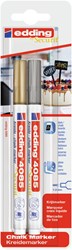 edding 4085 Kreidemarker 2er Set gold/silber, Rundspitze 1-2 mm