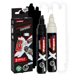edding 6900 X Multi Marker, Black & White Color Set, 2 Acrylstifte, Keilspitze 2-10 mm