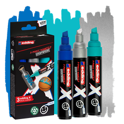 edding 6900 X Multi Marker, Ocean Color Set, 3 Acrylstifte, Keilspitze 2-10 mm