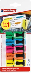 edding 7 Textmarker 5er BTS Blister Set (4+1) sortiert, Keilspitze 1-3 mm