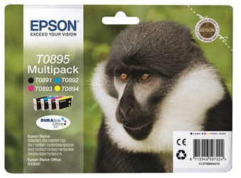 Epson Tintenpatronen 4er Pack mit je einer Tintenpatrone T0892, T0892, T0893 und T0894