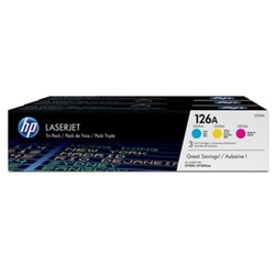 HP 126A 3-er Pack Tonerkassetten, cyan, magenta, gelb