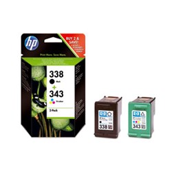 HP 338 + 343 Doppelpack schwarz und farbig