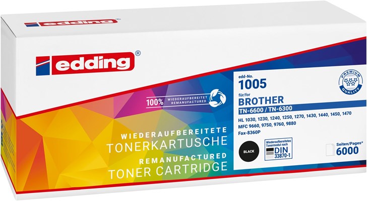edding Tonerkassette, schwarz, kompatibel zu Brother TN-6600 (Art.-Nr.: 18-1005)