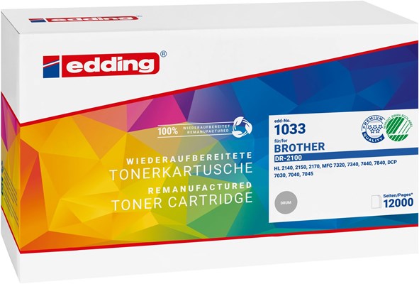 edding Trommeleinheit (ohne Toner), kompatibel zu Brother DR-2100 (Art.-Nr.: 18-1033)