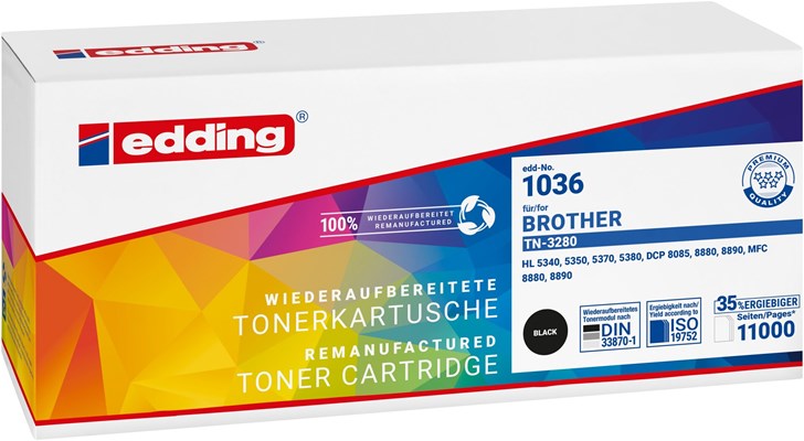edding Tonerkassette, schwarz, kompatibel zu Brother TN-3280 JB (Art.-Nr.: 18-1036)