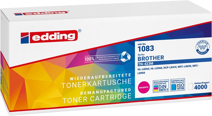 edding Toner, Magenta, 4.000 Seiten, ersetzt Brother TN-423M (Art.-Nr.: 18-1083)