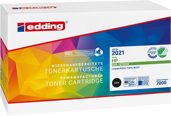 edding Tonerkassette, schwarz, kompatibel zu HP Q7553X (Art.-Nr.: 18-2021)