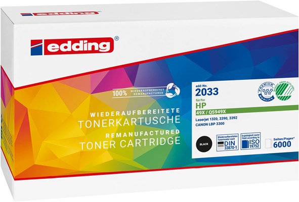 edding Tonerkassette, schwarz, kompatibel zu HP Q5949X (Art.-Nr.: 18-2033)