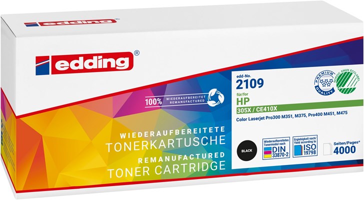 edding Tonerkassette, schwarz, kompatibel zu HP CE410X (Art.-Nr.: 18-2109)