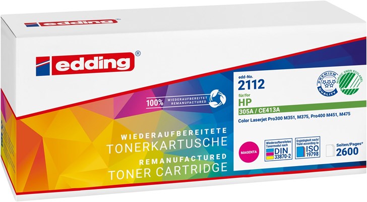 edding Tonerkassette, magenta, kompatibel zu HP CE413A (Art.-Nr.: 18-2112)